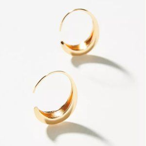 NEW~ Anthropologie Gold Crescent Hoop Earrings